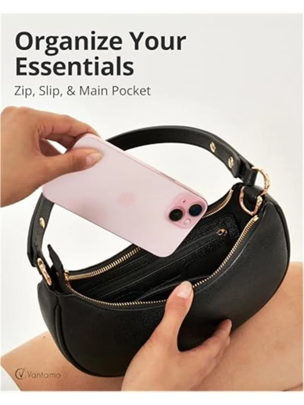 Crescent Bags For Women with RFID Protection, Half Moon Clutch Purses